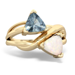 Aquamarine Split Band Swirl 14K Yellow Gold ring R2341