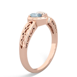 Aquamarine Filligree 'One Heart' 14K Rose Gold ring R5070