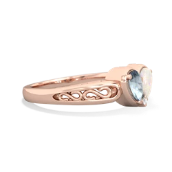 Aquamarine Filligree 'One Heart' 14K Rose Gold ring R5070