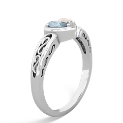 Aquamarine Filligree 'One Heart' 14K White Gold ring R5070