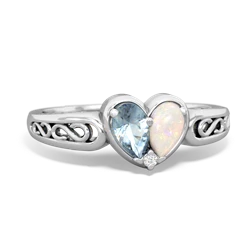 Aquamarine Filligree 'One Heart' 14K White Gold ring R5070