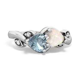 Aquamarine Floral Elegance 14K White Gold ring R5790