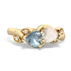 Aquamarine Floral Elegance 14K Yellow Gold ring R5790
