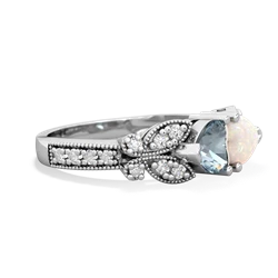 Aquamarine Diamond Butterflies 14K White Gold ring R5601