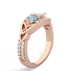 Aquamarine Sparkling Celtic Knot 14K Rose Gold ring R2645