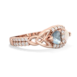 Aquamarine Sparkling Celtic Knot 14K Rose Gold ring R2645