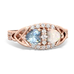 Aquamarine Sparkling Celtic Knot 14K Rose Gold ring R2645