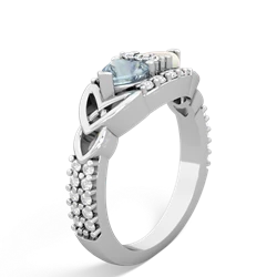 Aquamarine Sparkling Celtic Knot 14K White Gold ring R2645