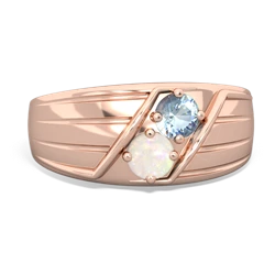 Aquamarine Men's Streamline 14K Rose Gold ring R0460