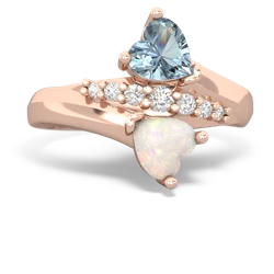 Aquamarine Heart To Heart 14K Rose Gold ring R2064