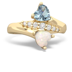 Aquamarine Heart To Heart 14K Yellow Gold ring R2064