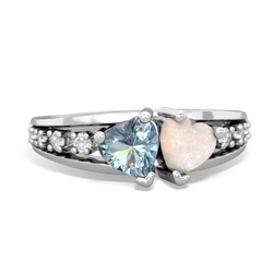 Aquamarine Heart To Heart 14K White Gold ring R3342