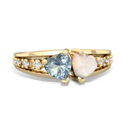 Aquamarine Heart To Heart 14K Yellow Gold ring R3342