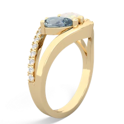 Aquamarine Nestled Heart Keepsake 14K Yellow Gold ring R5650