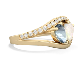 Aquamarine Nestled Heart Keepsake 14K Yellow Gold ring R5650