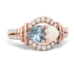 Aquamarine Art-Deco Keepsake 14K Rose Gold ring R5630