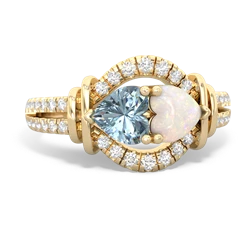 Aquamarine Art-Deco Keepsake 14K Yellow Gold ring R5630