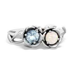 Aquamarine Rose Garden 14K White Gold ring R5510