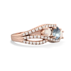 Aquamarine Three Stone Aurora 14K Rose Gold ring R3080