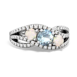 Aquamarine Three Stone Aurora 14K White Gold ring R3080