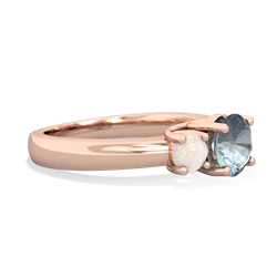 Aquamarine Three Stone Round Trellis 14K Rose Gold ring R4018