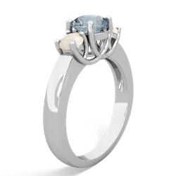 Aquamarine Three Stone Round Trellis 14K White Gold ring R4018