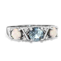 Aquamarine Hugs And Kisses 14K White Gold ring R5016