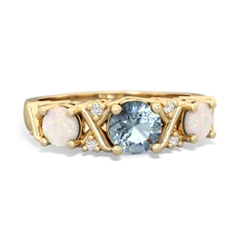 Aquamarine Hugs And Kisses 14K Yellow Gold ring R5016