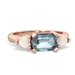 Aquamarine Three Stone 14K Rose Gold ring R5235