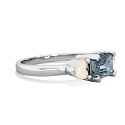 Aquamarine Three Stone 14K White Gold ring R5235