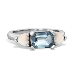 Aquamarine Three Stone 14K White Gold ring R5235