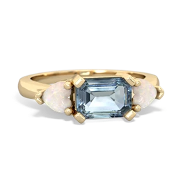 Aquamarine Three Stone 14K Yellow Gold ring R5235