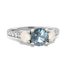 Aquamarine Pave Trellis 14K White Gold ring R5500