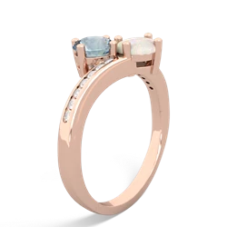 Aquamarine Channel Set Two Stone 14K Rose Gold ring R5303