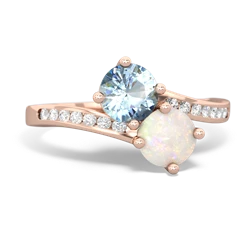 Aquamarine Channel Set Two Stone 14K Rose Gold ring R5303