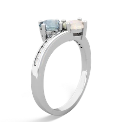 Aquamarine Channel Set Two Stone 14K White Gold ring R5303