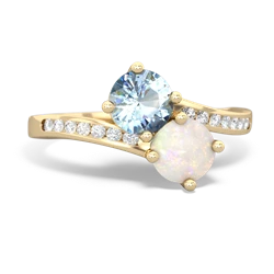 Aquamarine Channel Set Two Stone 14K Yellow Gold ring R5303