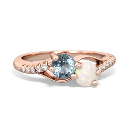 Aquamarine Infinity Pave Two Stone 14K Rose Gold ring R5285