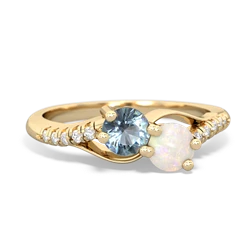 Aquamarine Infinity Pave Two Stone 14K Yellow Gold ring R5285