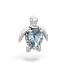 Aquamarine Baby Sea Turtle 14K White Gold pendant P5241