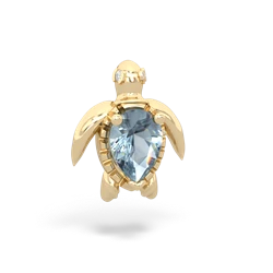 Aquamarine Baby Sea Turtle 14K Yellow Gold pendant P5241