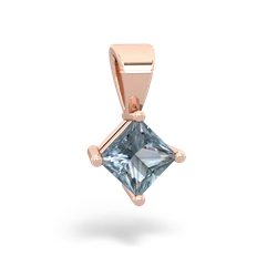 Aquamarine 5Mm Princess Solitaire 14K Rose Gold pendant P1789