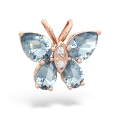 Aquamarine Butterfly 14K Rose Gold pendant P2215