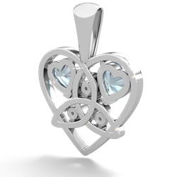 Aquamarine Celtic Trinity Heart 14K White Gold pendant P5331