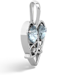 Aquamarine Celtic Trinity Heart 14K White Gold pendant P5331