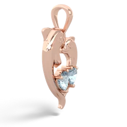 Aquamarine Dolphin Heart 14K Rose Gold pendant P5820