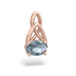 Aquamarine Celtic Trinity Knot 14K Rose Gold pendant P2389