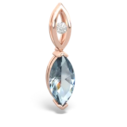 Aquamarine Marquise Drop 14K Rose Gold pendant P5333