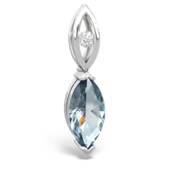 Aquamarine Marquise Drop 14K White Gold pendant P5333