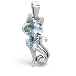 Aquamarine Kitten 14K White Gold pendant P5780